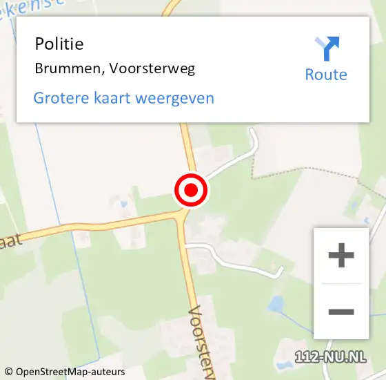 Locatie op kaart van de 112 melding: Politie Brummen, Voorsterweg op 15 april 2021 16:08