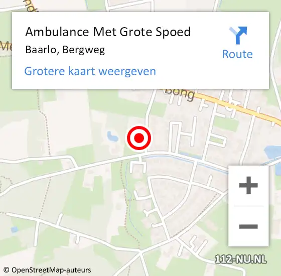 Locatie op kaart van de 112 melding: Ambulance Met Grote Spoed Naar Baarlo, Bergweg op 7 juni 2014 21:56