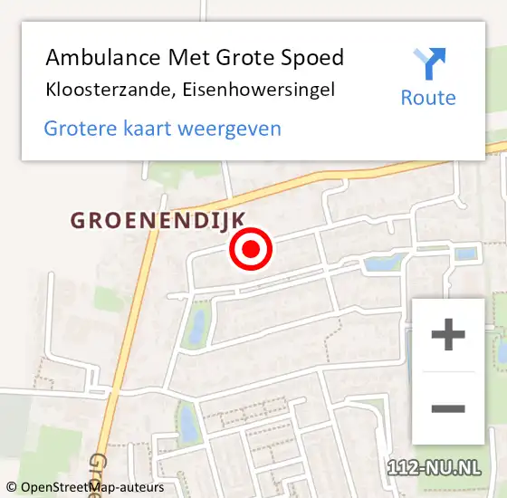 Locatie op kaart van de 112 melding: Ambulance Met Grote Spoed Naar Kloosterzande, Eisenhowersingel op 15 april 2021 16:47
