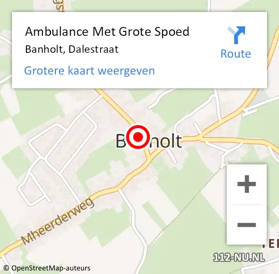 Locatie op kaart van de 112 melding: Ambulance Met Grote Spoed Naar Banholt, Dalestraat op 7 juni 2014 22:03