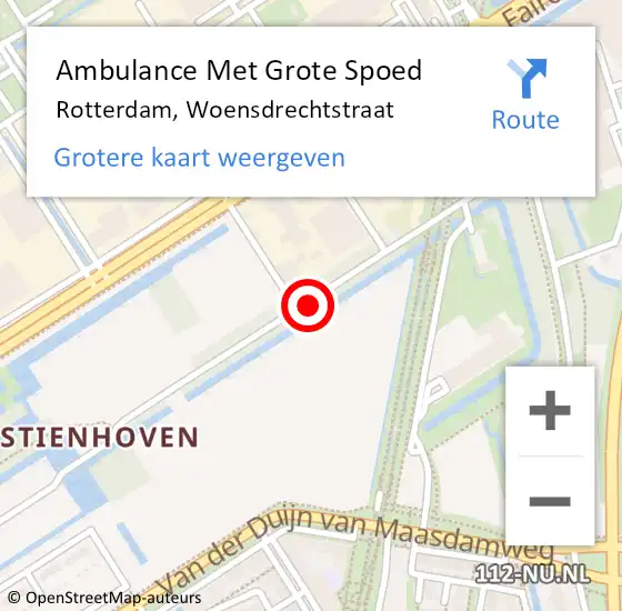 Locatie op kaart van de 112 melding: Ambulance Met Grote Spoed Naar Rotterdam, Woensdrechtstraat op 15 april 2021 17:43
