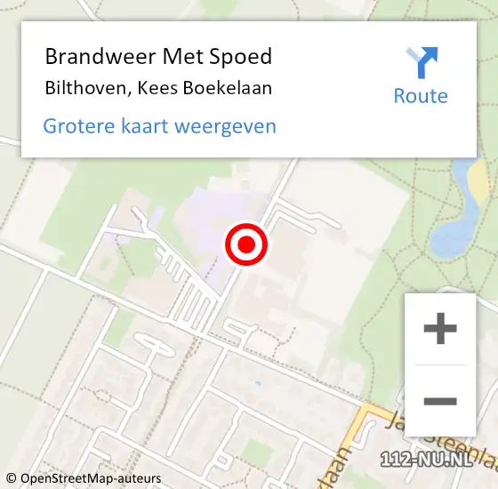 Locatie op kaart van de 112 melding: Brandweer Met Spoed Naar Bilthoven, Kees Boekelaan op 15 april 2021 18:40