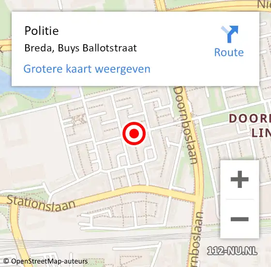 Locatie op kaart van de 112 melding: Politie Breda, Buys Ballotstraat op 15 april 2021 18:43