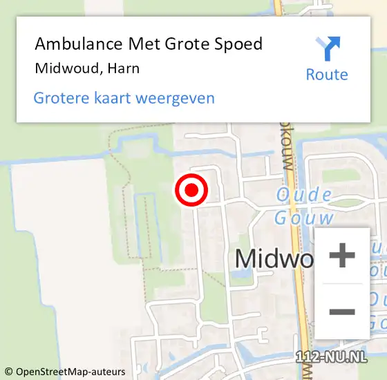 Locatie op kaart van de 112 melding: Ambulance Met Grote Spoed Naar Midwoud, Harn op 15 april 2021 19:00