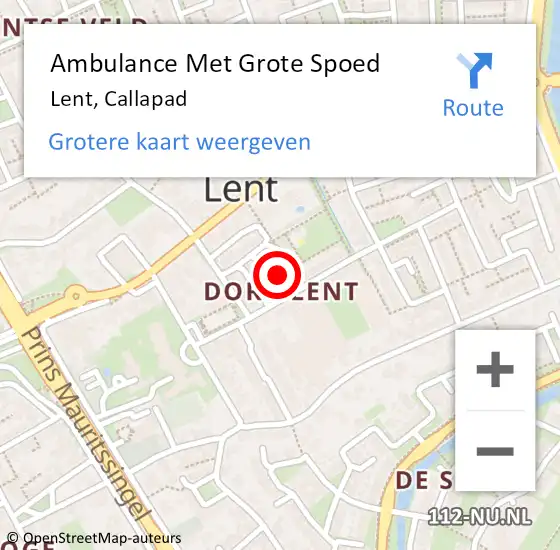 Locatie op kaart van de 112 melding: Ambulance Met Grote Spoed Naar Lent, Callapad op 7 juni 2014 22:17