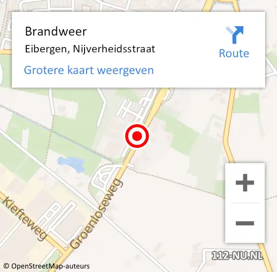 Locatie op kaart van de 112 melding: Brandweer Eibergen, Nijverheidsstraat op 15 april 2021 19:34