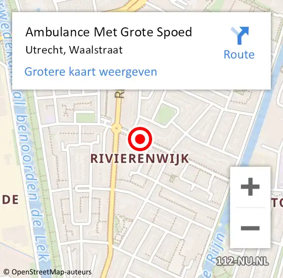Locatie op kaart van de 112 melding: Ambulance Met Grote Spoed Naar Utrecht, Waalstraat op 15 april 2021 19:36