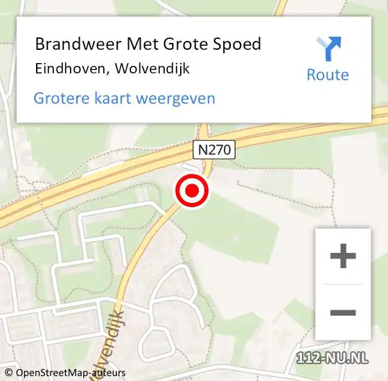 Locatie op kaart van de 112 melding: Brandweer Met Grote Spoed Naar Eindhoven, Wolvendijk op 15 april 2021 21:00