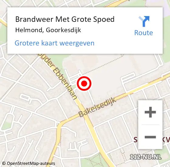 Locatie op kaart van de 112 melding: Brandweer Met Grote Spoed Naar Helmond, Goorkesdijk op 15 april 2021 21:39