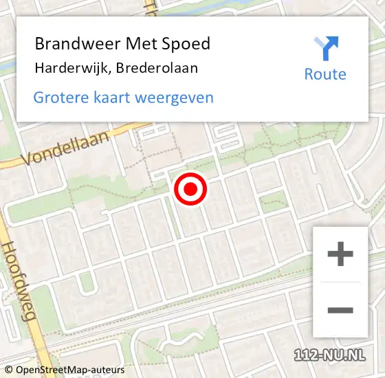 Locatie op kaart van de 112 melding: Brandweer Met Spoed Naar Harderwijk, Brederolaan op 15 april 2021 22:08