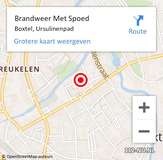 Locatie op kaart van de 112 melding: Brandweer Met Spoed Naar Boxtel, Ursulinenpad op 15 april 2021 22:34