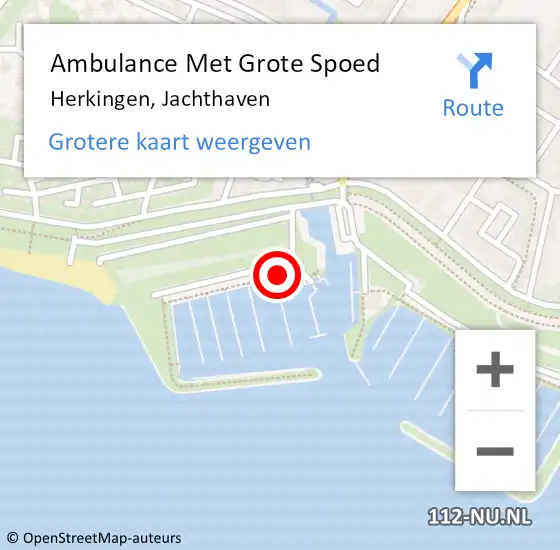 Locatie op kaart van de 112 melding: Ambulance Met Grote Spoed Naar Herkingen, Jachthaven op 7 juni 2014 22:37