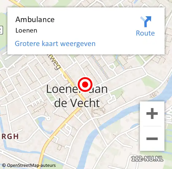 Locatie op kaart van de 112 melding: Ambulance Loenen op 15 april 2021 23:31
