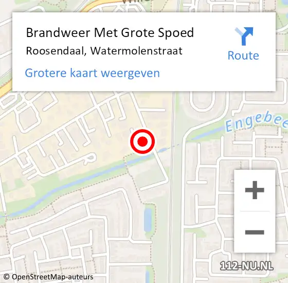 Locatie op kaart van de 112 melding: Brandweer Met Grote Spoed Naar Roosendaal, Watermolenstraat op 16 april 2021 00:33