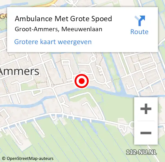 Locatie op kaart van de 112 melding: Ambulance Met Grote Spoed Naar Groot-Ammers, Meeuwenlaan op 16 april 2021 04:12