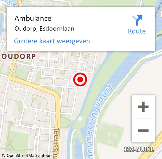 Locatie op kaart van de 112 melding: Ambulance Oudorp, Esdoornlaan op 16 april 2021 08:30