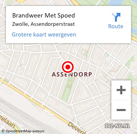 Locatie op kaart van de 112 melding: Brandweer Met Spoed Naar Zwolle, Assendorperstraat op 16 april 2021 09:02