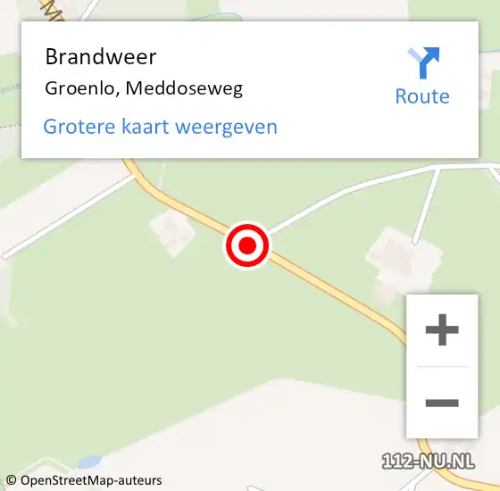 Locatie op kaart van de 112 melding: Brandweer Groenlo, Meddoseweg op 16 april 2021 09:12