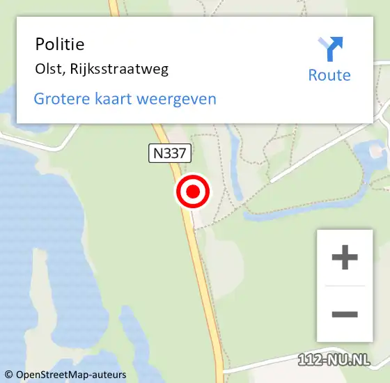 Locatie op kaart van de 112 melding: Politie Olst, Rijksstraatweg op 16 april 2021 10:04