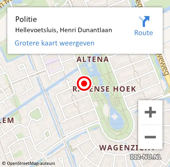 Locatie op kaart van de 112 melding: Politie Hellevoetsluis, Henri Dunantlaan op 16 april 2021 10:18