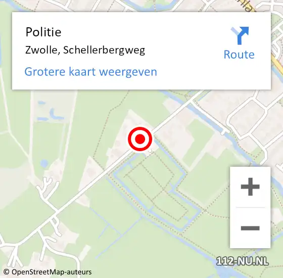 Locatie op kaart van de 112 melding: Politie Zwolle, Schellerbergweg op 16 april 2021 11:58