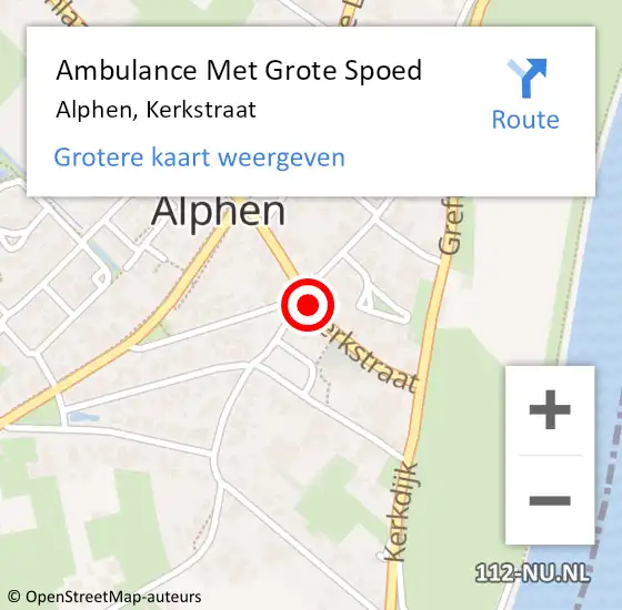 Locatie op kaart van de 112 melding: Ambulance Met Grote Spoed Naar Alphen, Kerkstraat op 16 april 2021 12:32