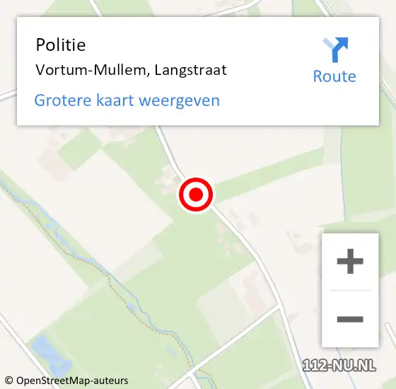 Locatie op kaart van de 112 melding: Politie Vortum-Mullem, Langstraat op 16 april 2021 12:39