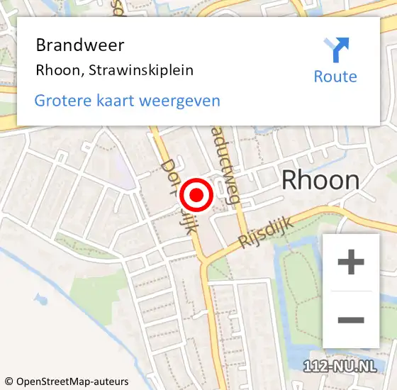 Locatie op kaart van de 112 melding: Brandweer Rhoon, Strawinskiplein op 16 april 2021 13:14