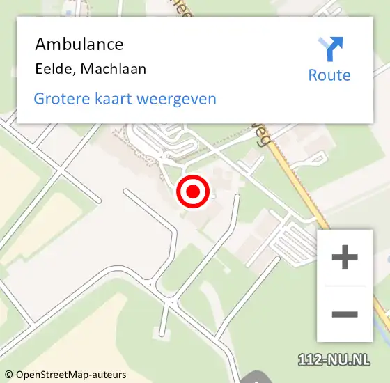 Locatie op kaart van de 112 melding: Ambulance Eelde, Machlaan op 16 april 2021 13:19