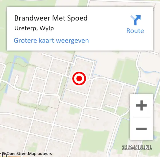 Locatie op kaart van de 112 melding: Brandweer Met Spoed Naar Ureterp, Wylp op 16 april 2021 13:43