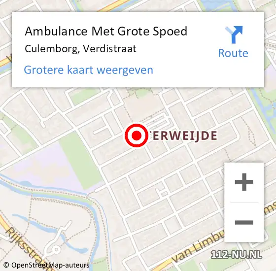 Locatie op kaart van de 112 melding: Ambulance Met Grote Spoed Naar Culemborg, Verdistraat op 16 april 2021 14:33