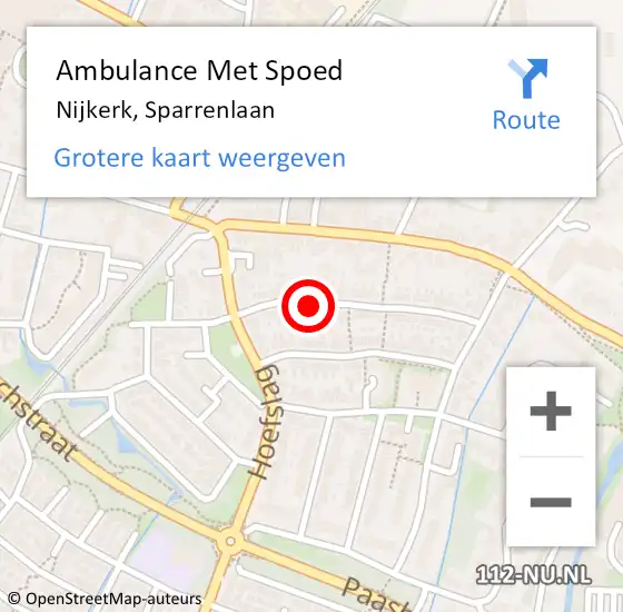 Locatie op kaart van de 112 melding: Ambulance Met Spoed Naar Nijkerk, Sparrenlaan op 16 april 2021 15:46