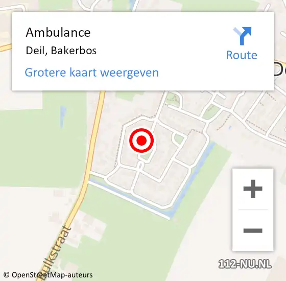 Locatie op kaart van de 112 melding: Ambulance Deil, Bakerbos op 16 april 2021 16:05