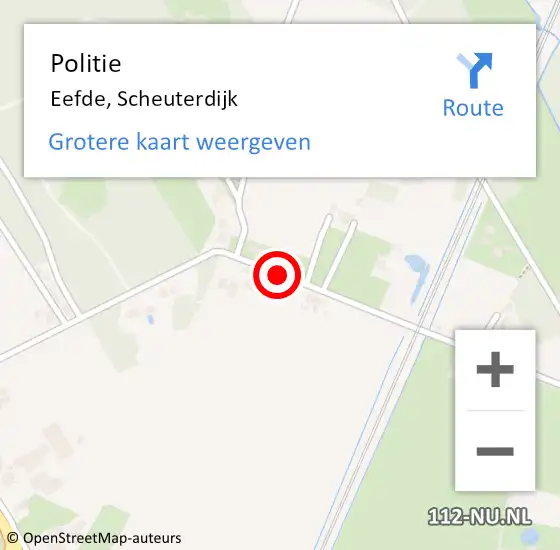 Locatie op kaart van de 112 melding: Politie Eefde, Scheuterdijk op 16 april 2021 16:19