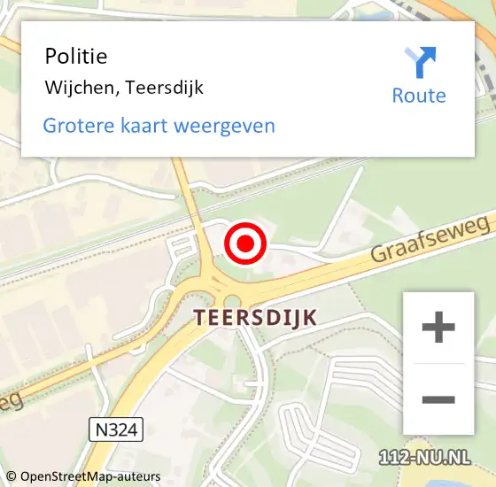 Locatie op kaart van de 112 melding: Politie Wijchen, Teersdijk op 16 april 2021 16:41