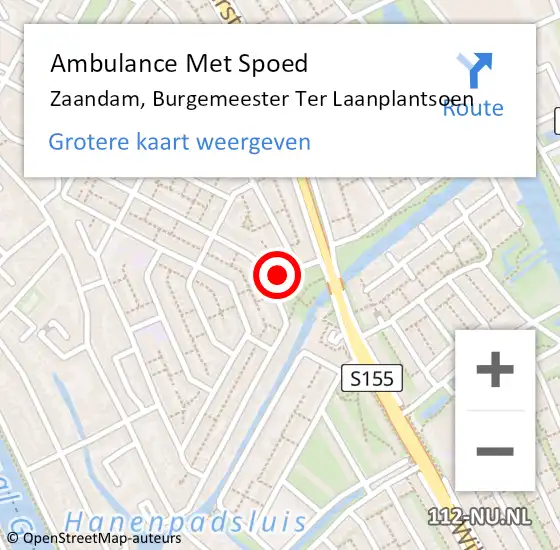 Locatie op kaart van de 112 melding: Ambulance Met Spoed Naar Zaandam, Burgemeester Ter Laanplantsoen op 16 april 2021 18:55