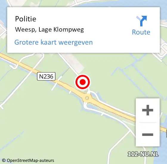 Locatie op kaart van de 112 melding: Politie Weesp, Lage Klompweg op 16 april 2021 19:32