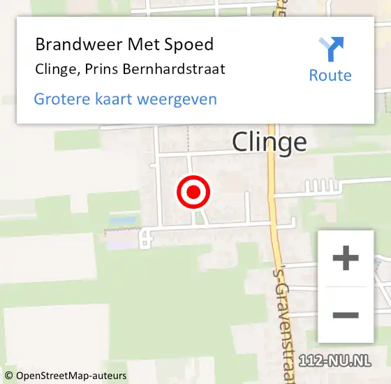 Locatie op kaart van de 112 melding: Brandweer Met Spoed Naar Clinge, Prins Bernhardstraat op 16 april 2021 21:25