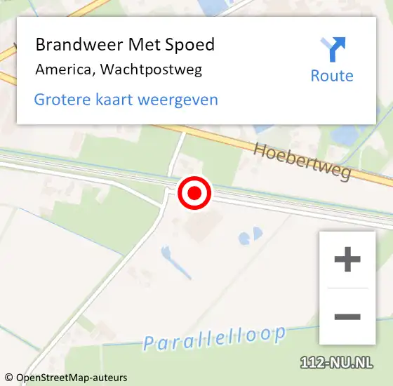 Locatie op kaart van de 112 melding: Brandweer Met Spoed Naar America, Wachtpostweg op 16 april 2021 22:25