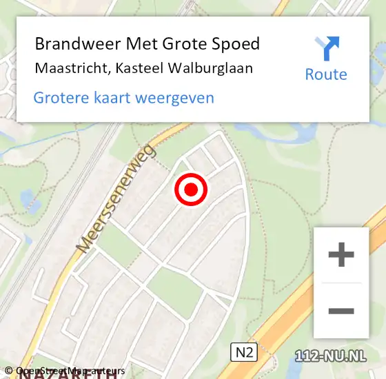 Locatie op kaart van de 112 melding: Brandweer Met Grote Spoed Naar Maastricht, Kasteel Walburglaan op 16 april 2021 22:43