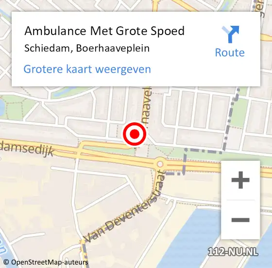 Locatie op kaart van de 112 melding: Ambulance Met Grote Spoed Naar Schiedam, Boerhaaveplein op 16 april 2021 23:23