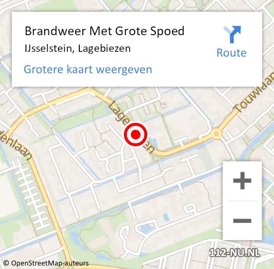 Locatie op kaart van de 112 melding: Brandweer Met Grote Spoed Naar IJsselstein, Lagebiezen op 17 april 2021 01:59