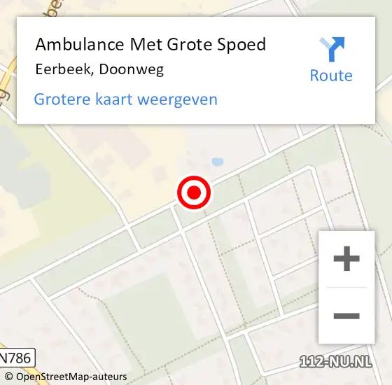 Locatie op kaart van de 112 melding: Ambulance Met Grote Spoed Naar Eerbeek, Doonweg op 17 april 2021 02:23