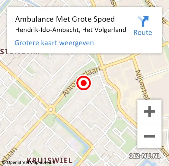 Locatie op kaart van de 112 melding: Ambulance Met Grote Spoed Naar Hendrik-Ido-Ambacht, Het Volgerland op 17 april 2021 06:00