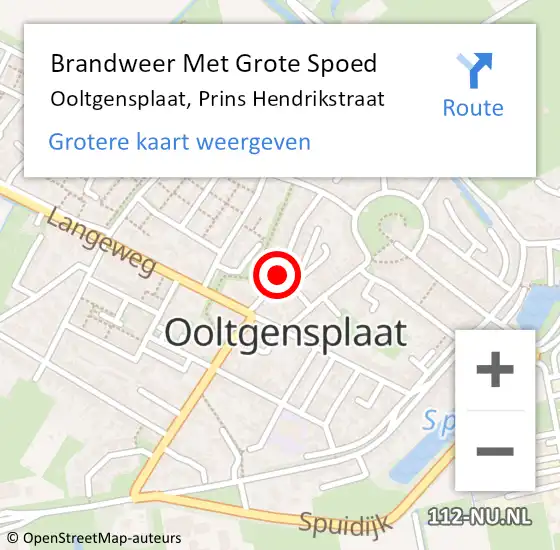 Locatie op kaart van de 112 melding: Brandweer Met Grote Spoed Naar Ooltgensplaat, Prins Hendrikstraat op 17 april 2021 06:30