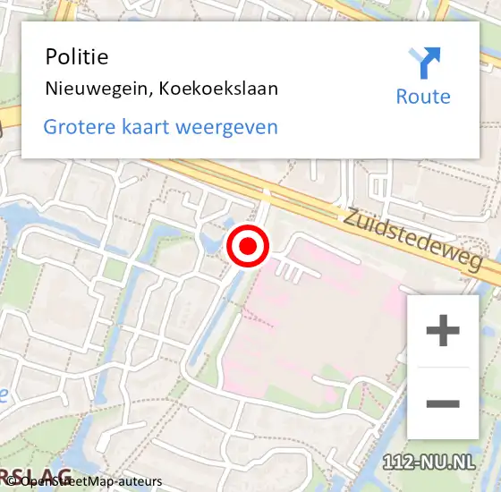 Locatie op kaart van de 112 melding: Politie Nieuwegein, Koekoekslaan op 17 april 2021 08:15