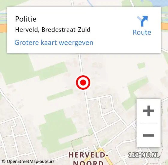 Locatie op kaart van de 112 melding: Politie Herveld, Bredestraat-Zuid op 17 april 2021 08:40