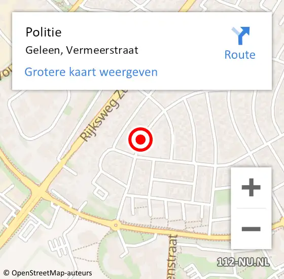 Locatie op kaart van de 112 melding: Politie Geleen, Vermeerstraat op 17 april 2021 10:33