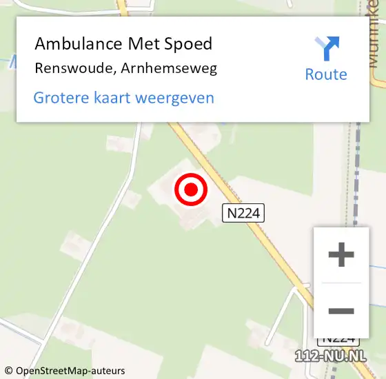 Locatie op kaart van de 112 melding: Ambulance Met Spoed Naar Renswoude, Arnhemseweg op 4 oktober 2013 12:18