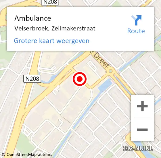 Locatie op kaart van de 112 melding: Ambulance Velserbroek, Zeilmakerstraat op 17 april 2021 13:01